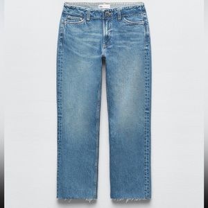 ZARA Extra long mid rise TRH straight leg jeans